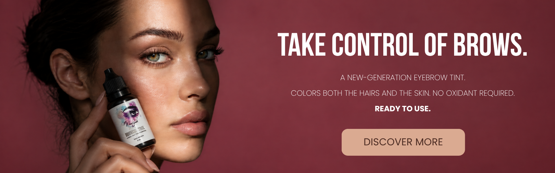 A new-generation eyebrow tint. Colors both the hairs and the skin. No oxidant required. Ready to use.