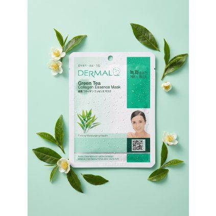 1858 2 green tea collagen essence mask hydratacna maska so zelenym cajom