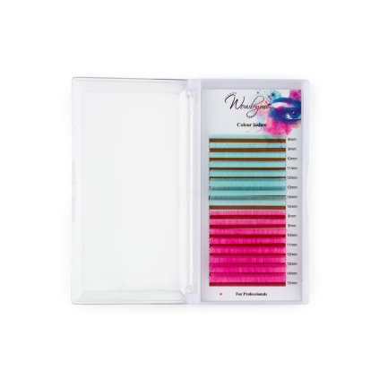 Wowbyme mihalnice Colour Double - Cyan + Rose Pink 12mm (Zakrivenie typ D)