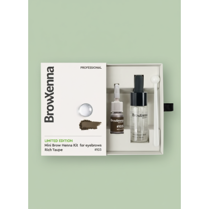 BrowXenna® Mini Henna Kit na Obočie s Hyaluronic Base – Limited Edition (Farba 107 Dark Earth)