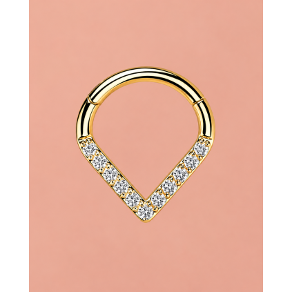 ADORA VÉRA Gold – zlatý titánový clicker piercing so zirkónmi