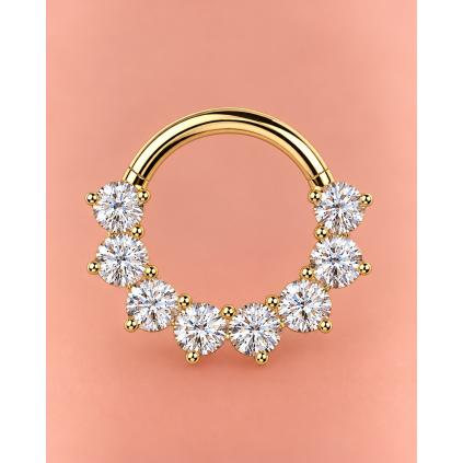 ADORA AURELIA Gold – titánový piercing clicker s 8 zirkónmi