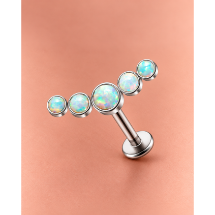 ADORA IRIS Silver – titánový labret s piatimi opálmi