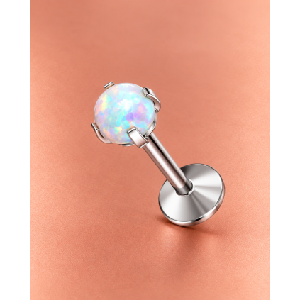 ADORA NÉRIA Silver – titánový labret s opálovou guličkou 4 mm