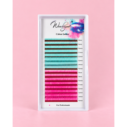Wowbyme mihalnice Double Colour Cyan + Neon Pink Mix 8-15 mm